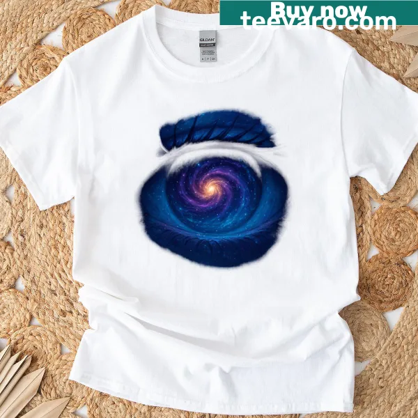 Artistic Eye of the Cosmos graphic on a t-shirt