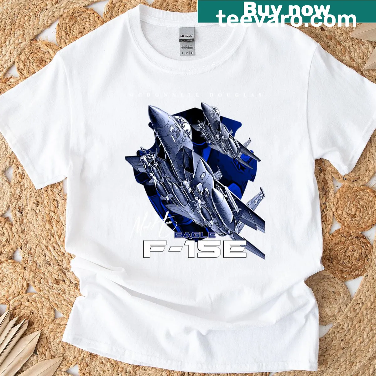 Illustration of F-15E Eagle fighterjet on T-shirt — on a men's t-shirt