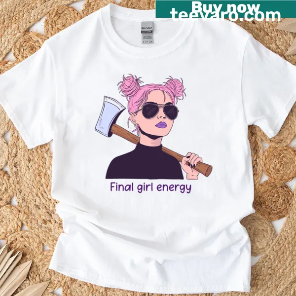 Final Girl horror aesthetic t-shirt with striking typography