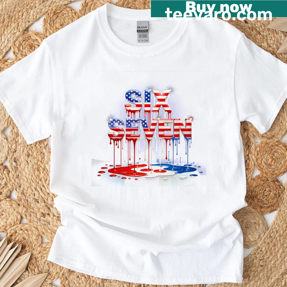 Humorous 67 meme design for fans of internet culture. — on a men's t-shirt