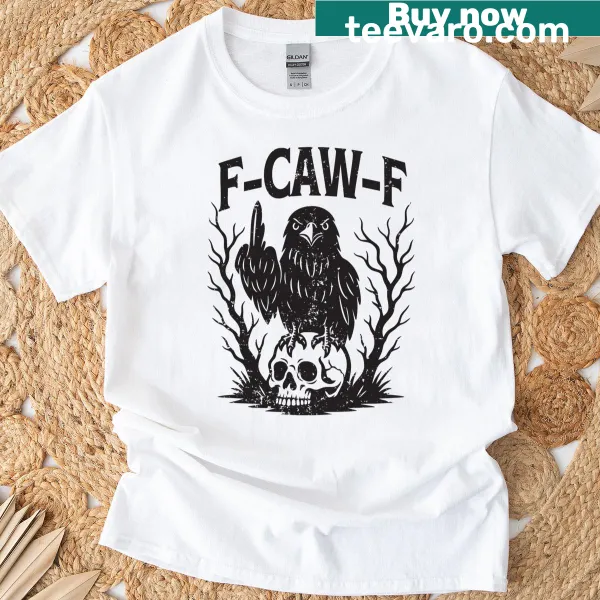 Gothic raven skull design with a pun on a Halloween t-shirt