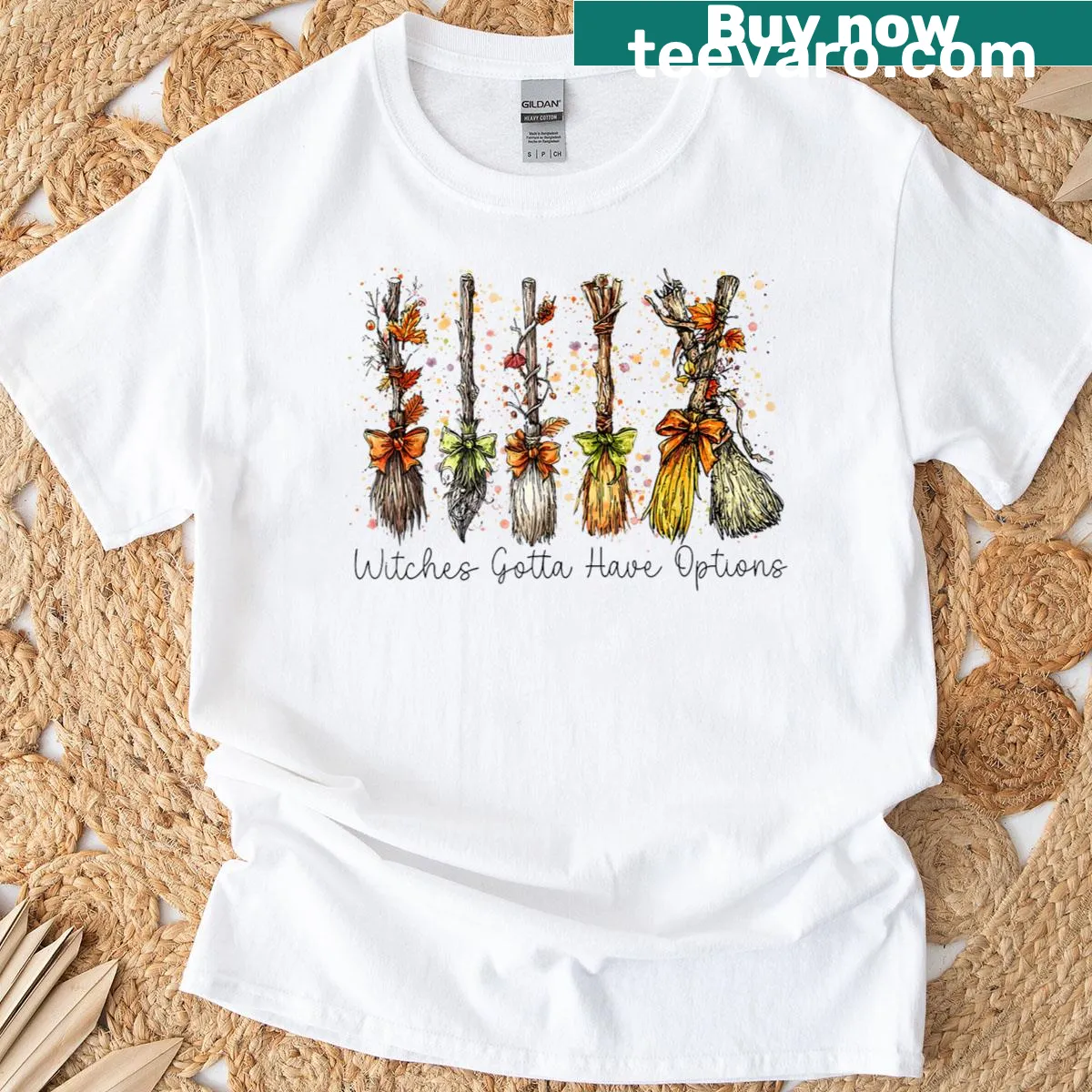 Funny Halloween T-shirt with witches theme and playful text — on a men's t-shirt