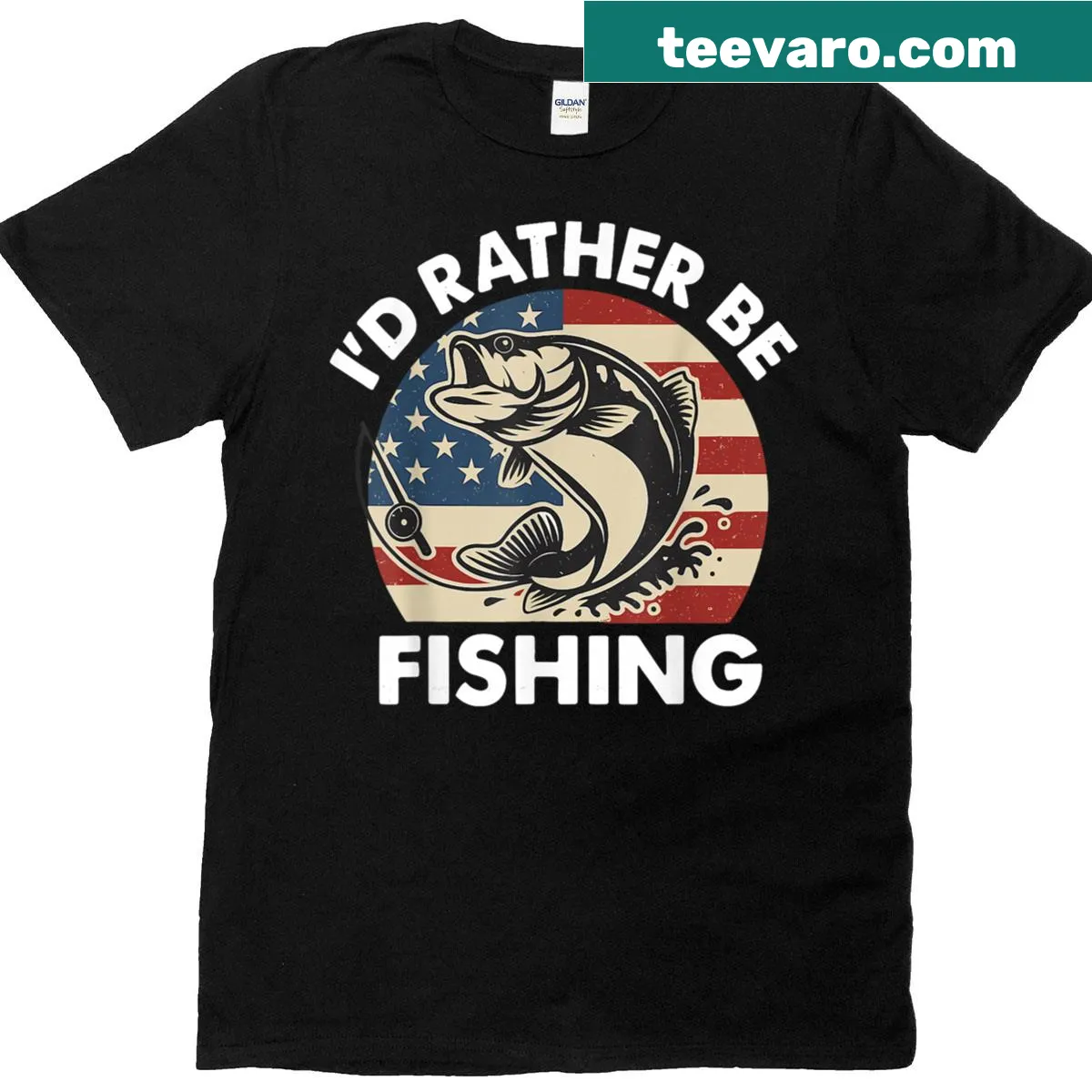 Patriotic fishing-themed T-shirt for kids — on a men's t-shirt