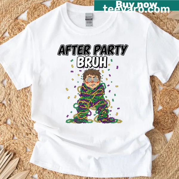 Mardi Gras humor t-shirt with confetti and playful typography