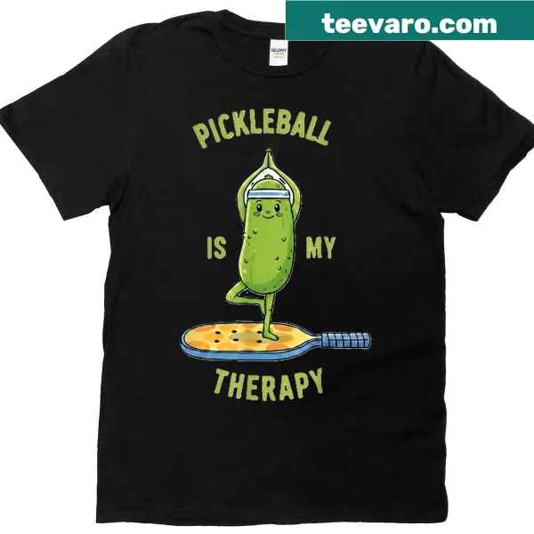 Funny Pickleball Is My Therapy T-shirt with paddle graphic