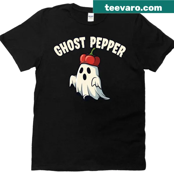 Ghost pepper graphic with funny Halloween pun on a T-shirt.