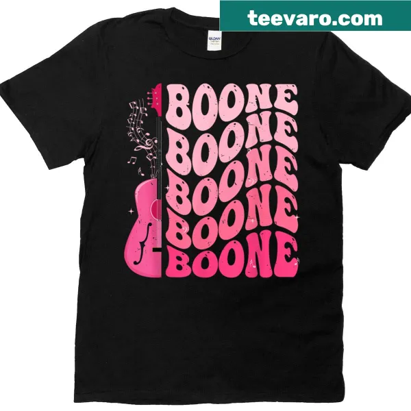 Retro personalized t-shirt with name Boone and flower design.