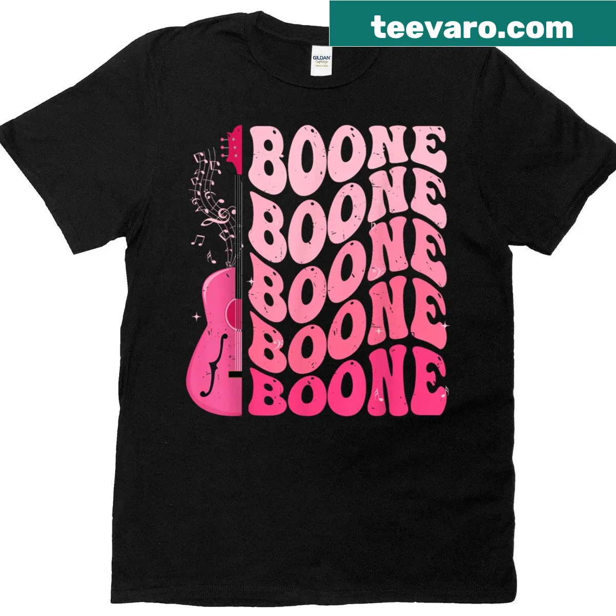 Retro personalized t-shirt with name Boone and flower design. — on a men's t-shirt
