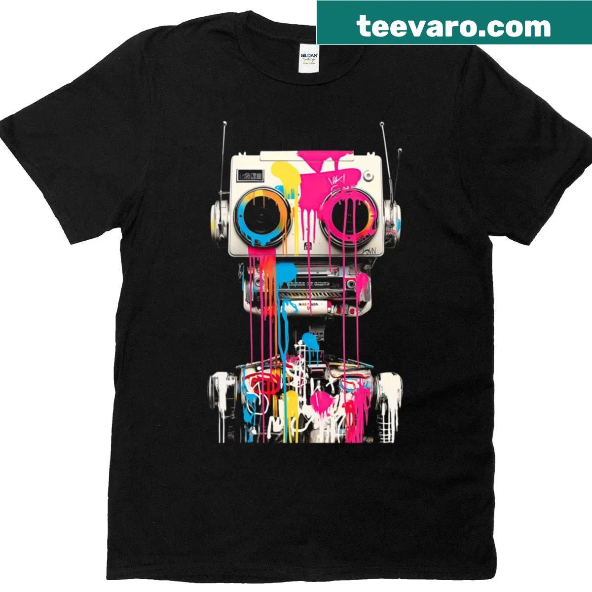 Graffiti robot illustration on a T-shirt. — on a men's t-shirt
