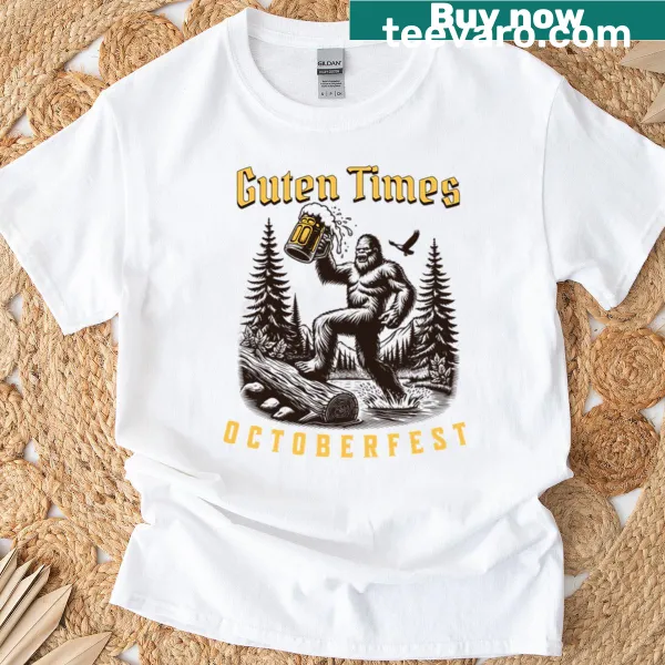 Funny Bigfoot design celebrating Oktoberfest with beer