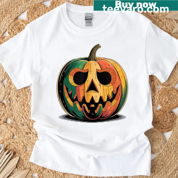 Hollow pumpkin design for Halloween on T-shirt