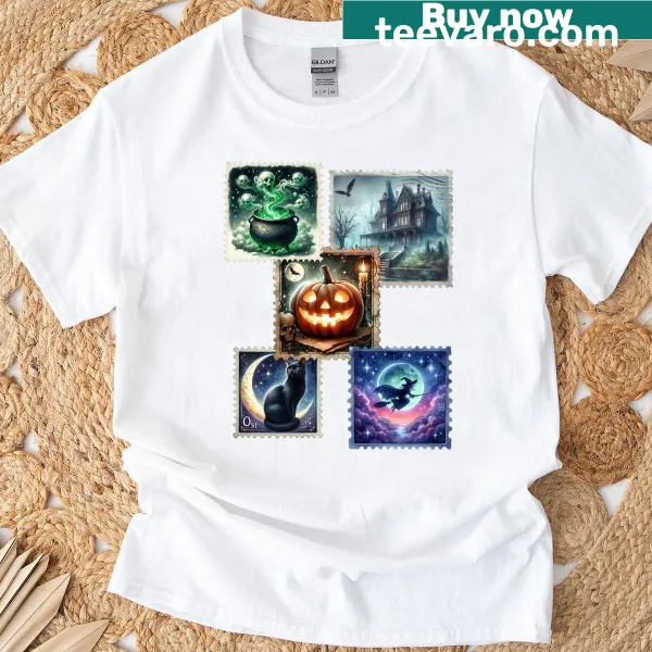 Vintage postage stamp Halloween design t-shirt