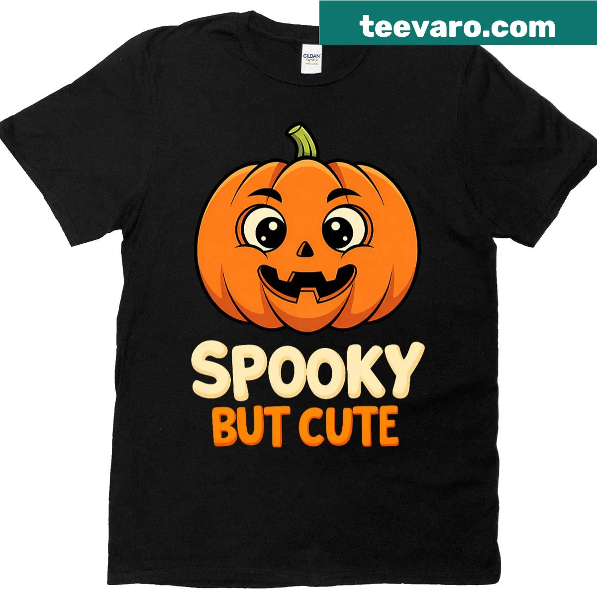 Cartoon jack-o-lantern graphic on Halloween T-shirt — on a men's t-shirt