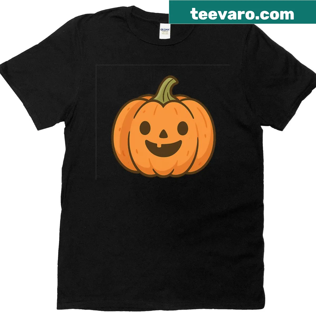 Cute pumpkin with a funny face Halloween design. — on a men's t-shirt
