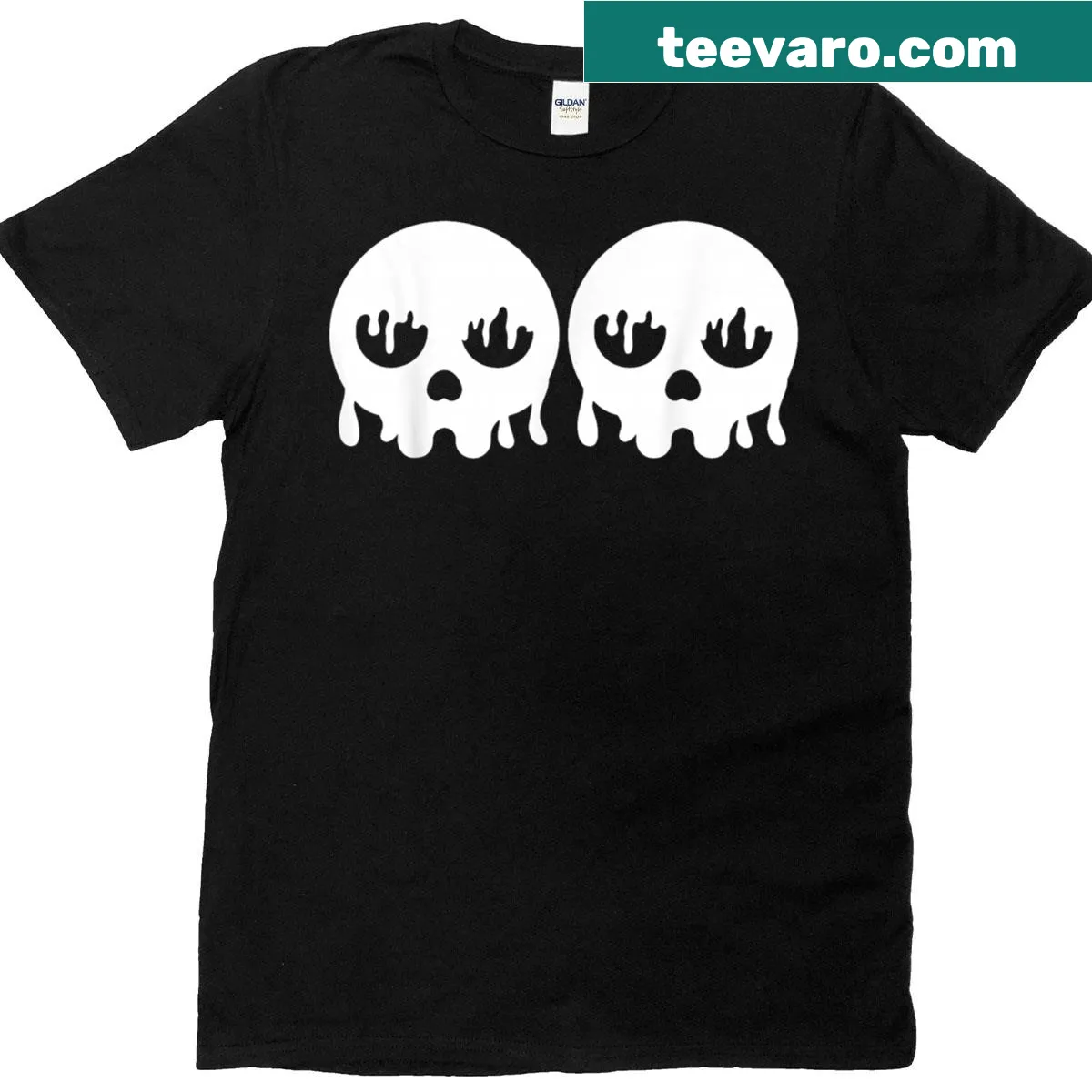 Halloween t-shirt featuring a collection of skulls — on a men's t-shirt