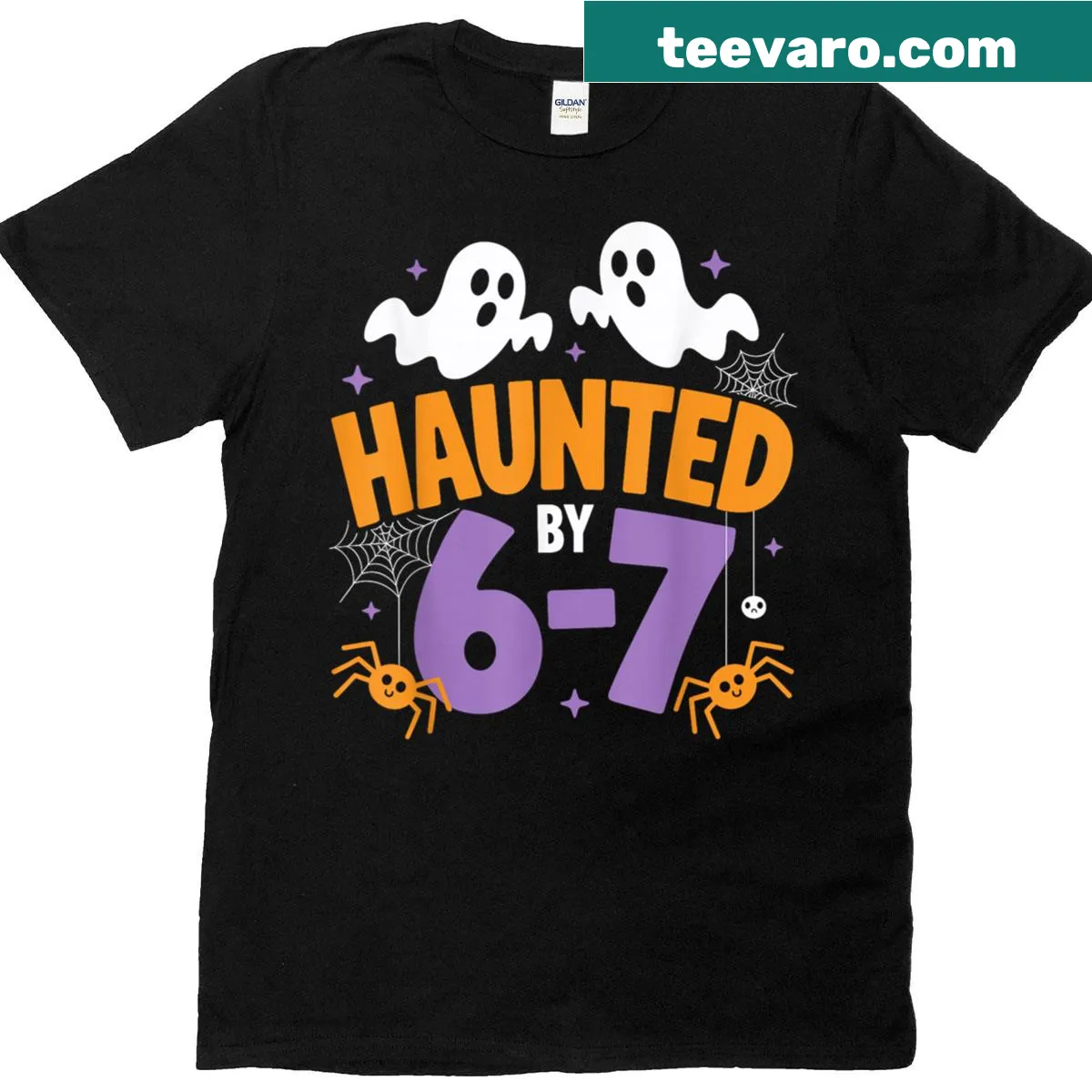 Cartoon ghosts with funny text on a Halloween-themed t-shirt — on a men's t-shirt