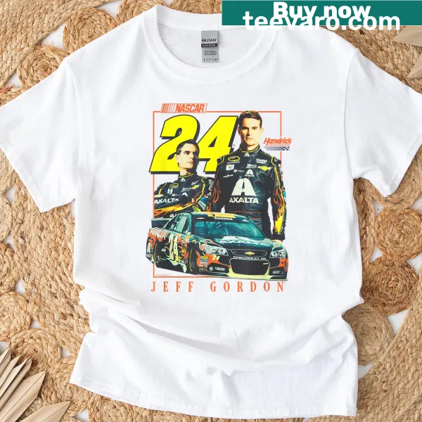 Distressed poster-style T-shirt featuring Jeff Gordon's number 24