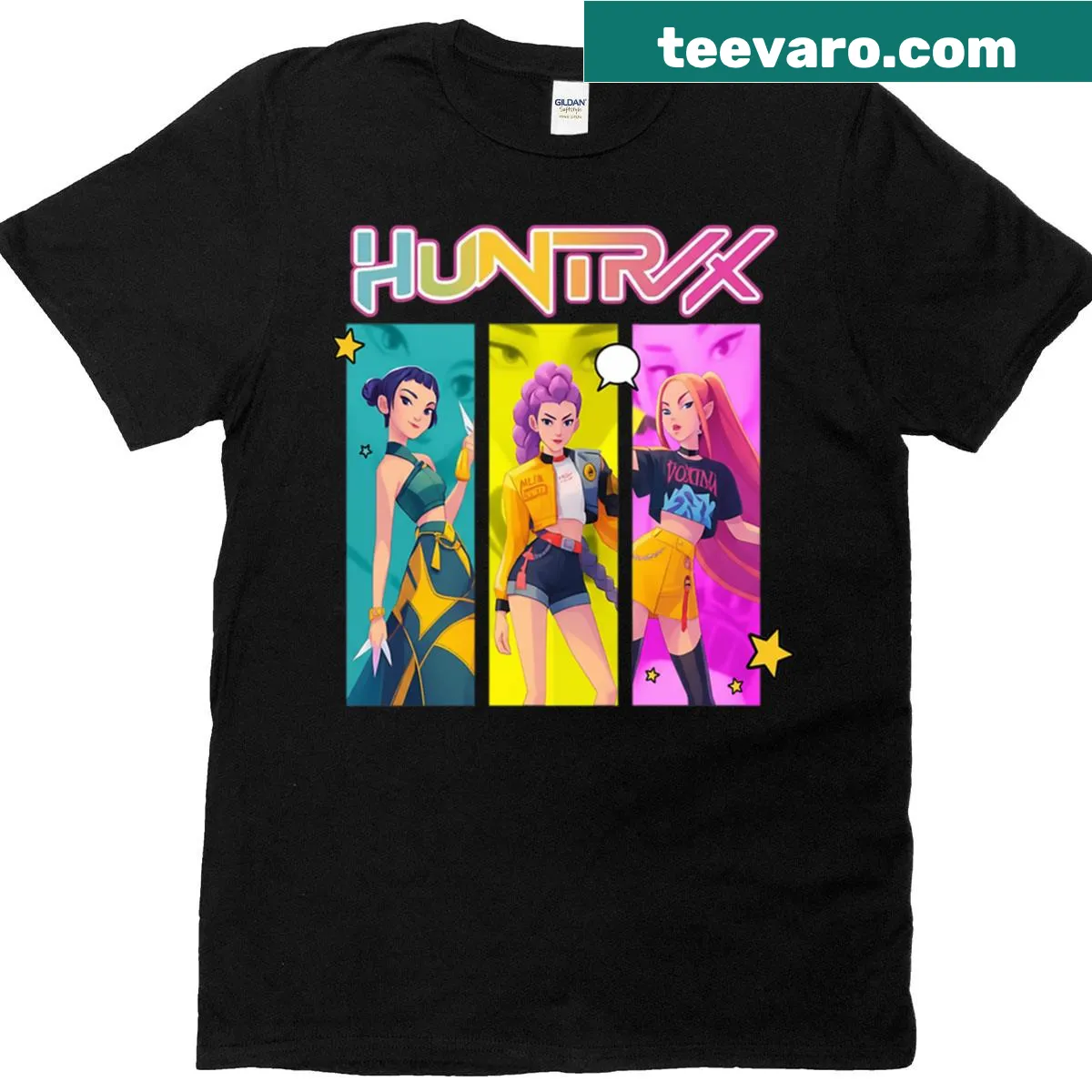Fantasy illustration inspired by Huntrix Mir Rumi Z on T-shirt — on a men's t-shirt