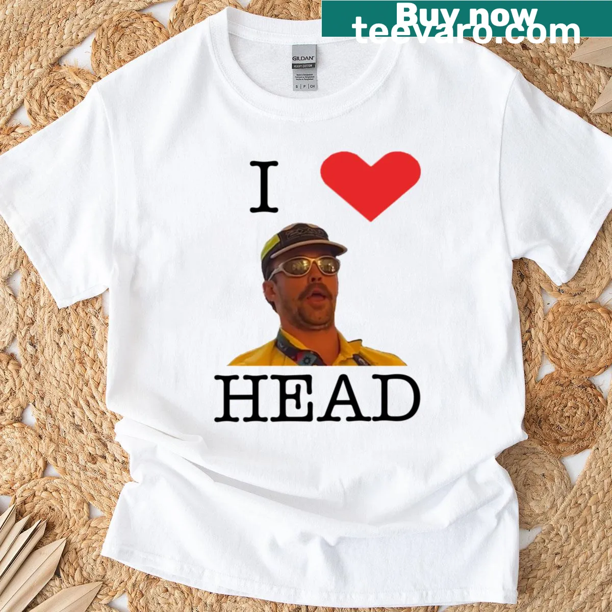 T-shirt featuring the phrase 'I Love Travis Head' in bold typography — on a men's t-shirt