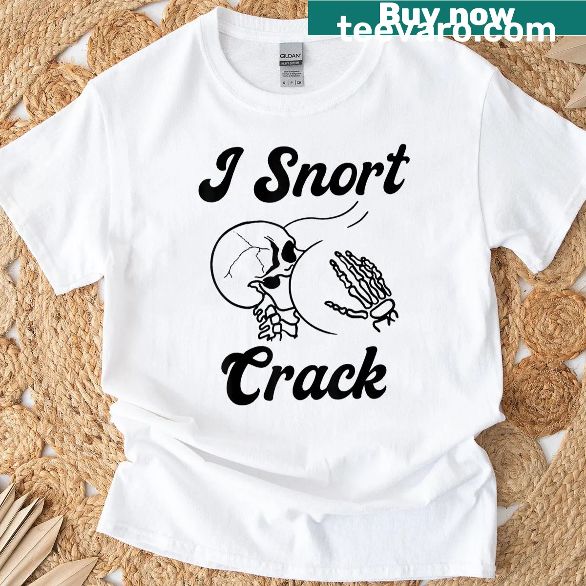 Funny Halloween t-shirt with skeleton graphic and bold text — on a men's t-shirt