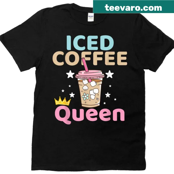 Iced Coffee Queen t-shirt with playful text for coffee lovers