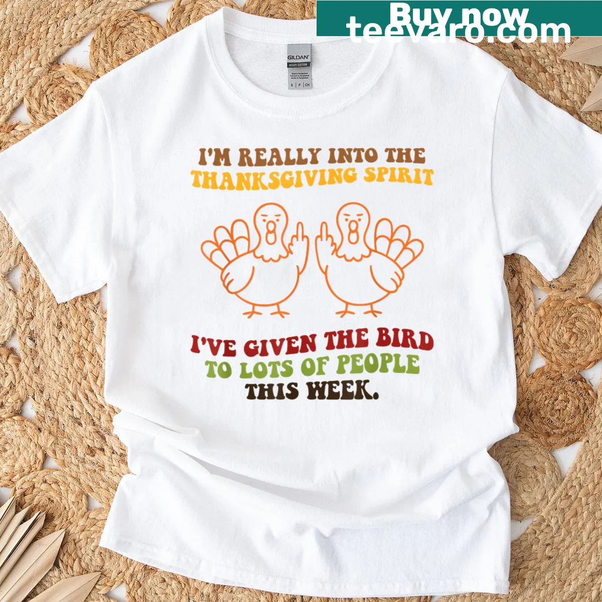 Humorous Thanksgiving-themed T-shirt with the phrase I've Given The Bird — on a men's t-shirt