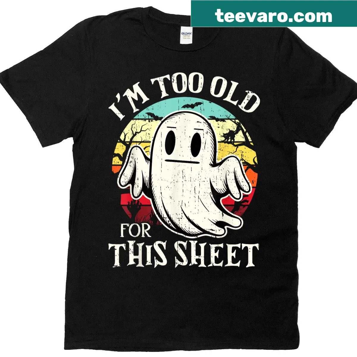 Funny ghost Halloween t-shirt with humorous text — on a men's t-shirt