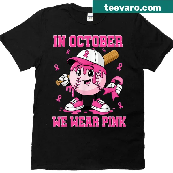 Breast cancer awareness T-shirt with pink baseball drip design