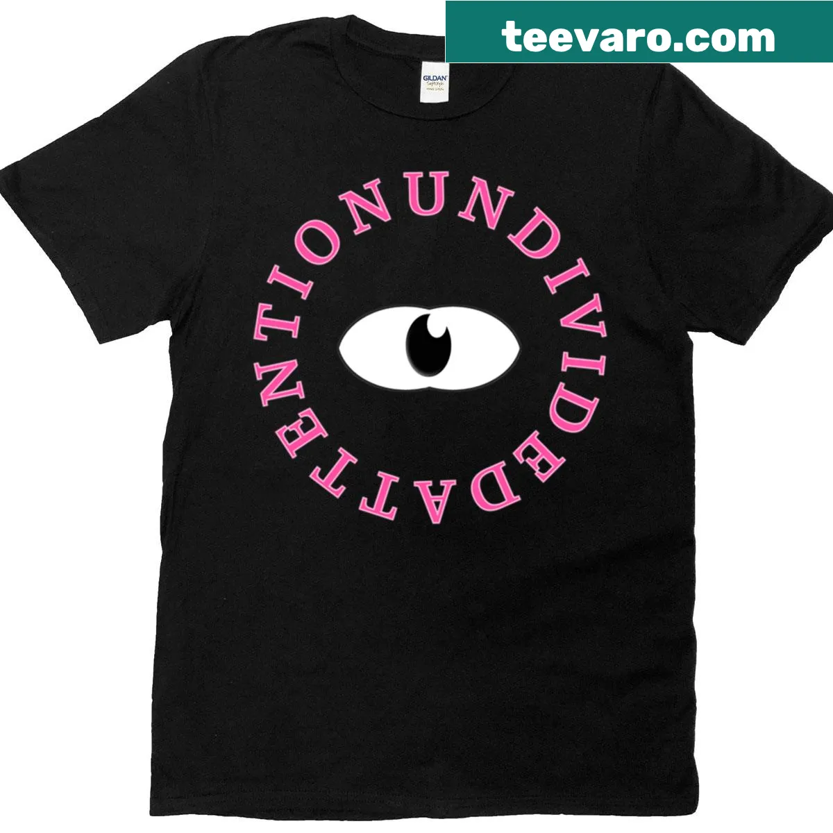 Typographic T-shirt with the phrase Infinite Attention — on a men's t-shirt