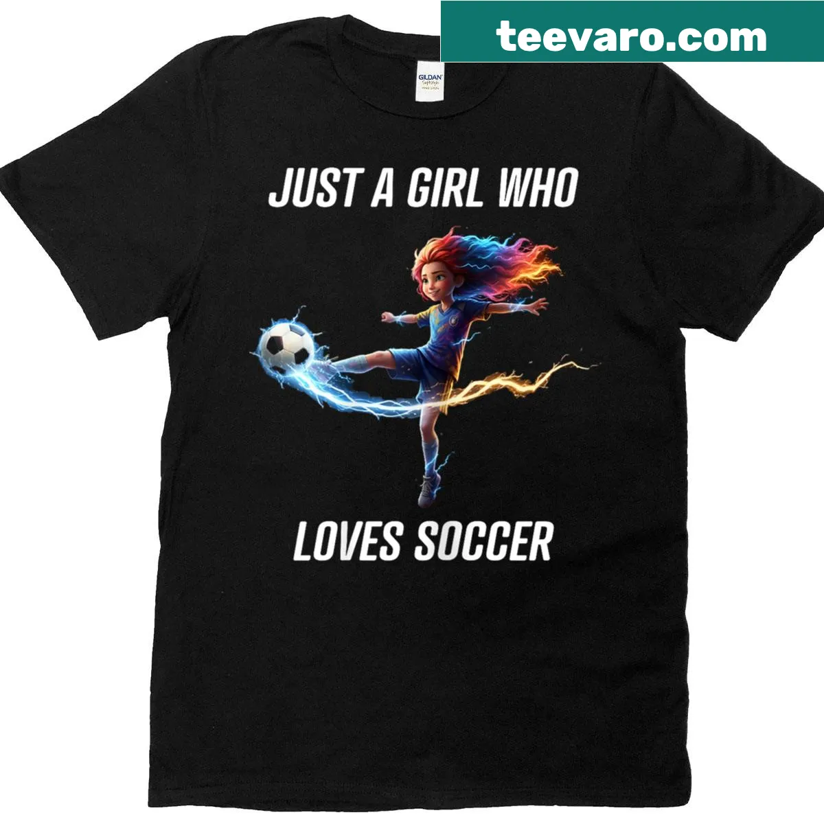 Just A Girl Who Loves Soccer T-shirt in sporty typography — on a men's t-shirt