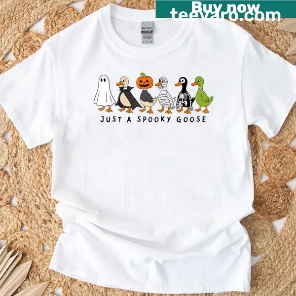 Halloween t-shirt featuring a spooky goose graphic