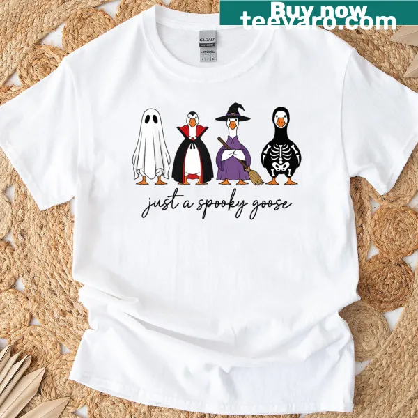 Kids t-shirt with the phrase 'Just A Spooky Goose' for Halloween