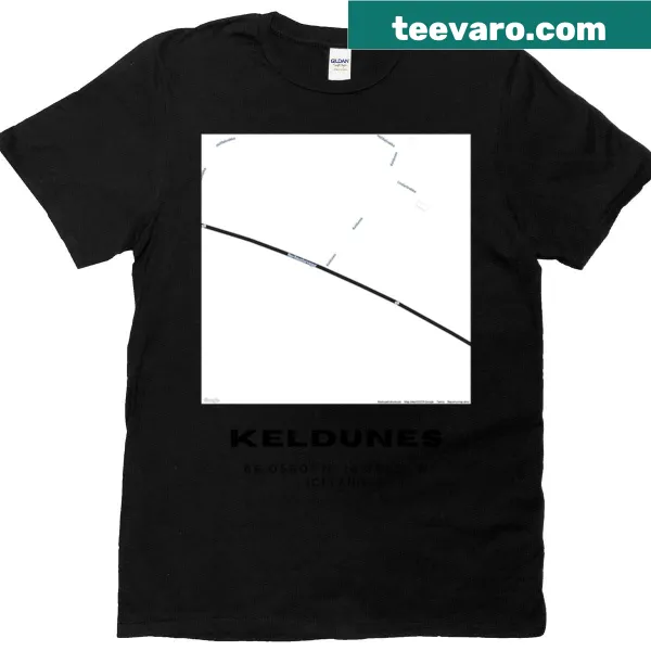 Minimalist Iceland map t-shirt featuring Kelduhverfi District