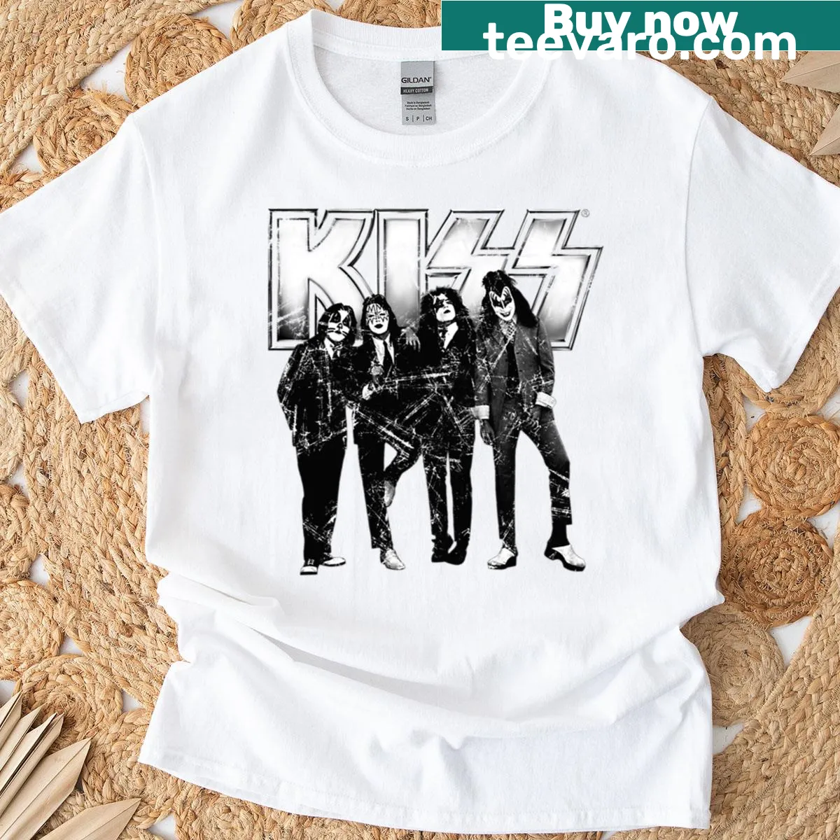 Illustrative t-shirt honoring the iconic band Kiss — on a men's t-shirt