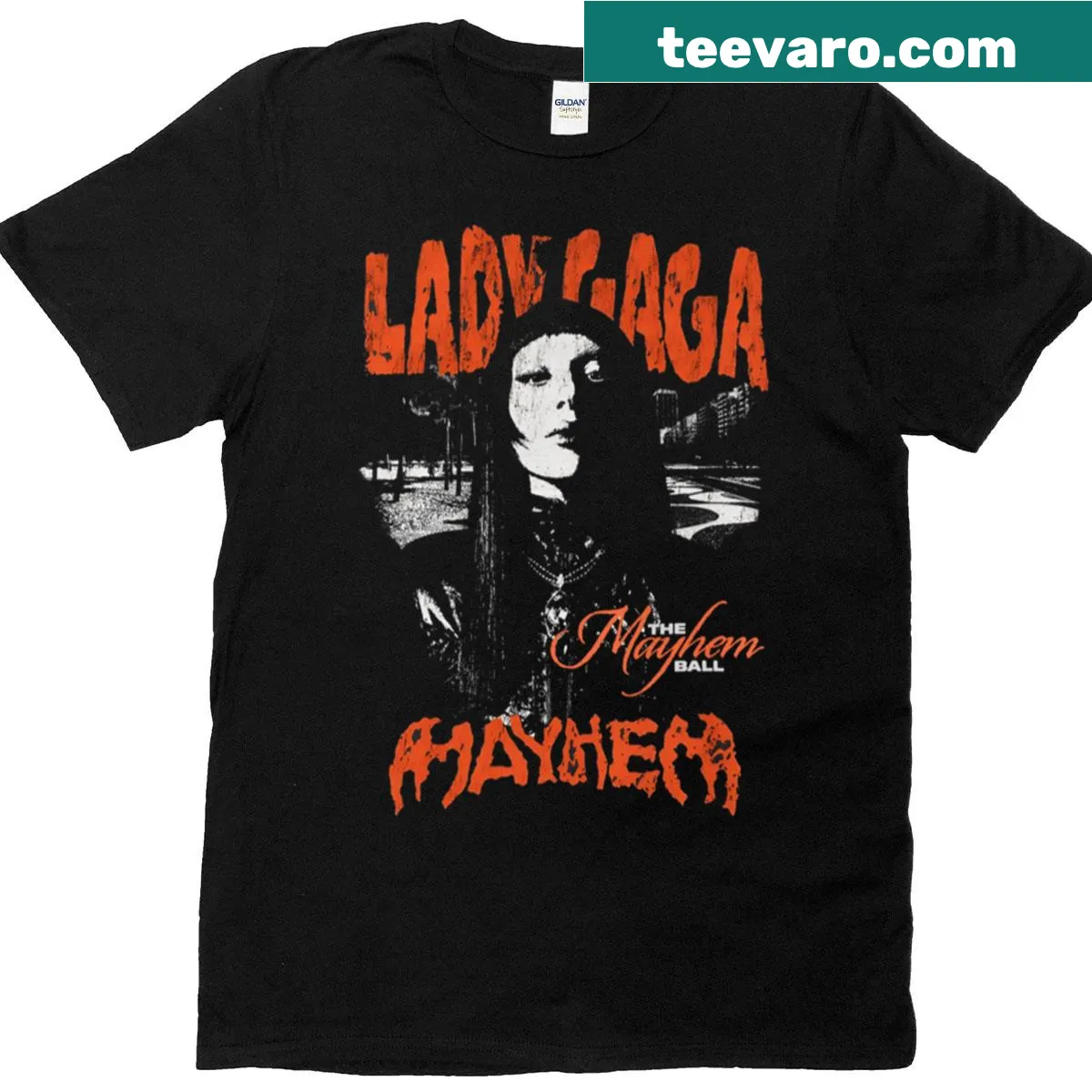 Lady Gaga The Mayhem Ball Tour 2025 graphic t-shirt — on a men's t-shirt