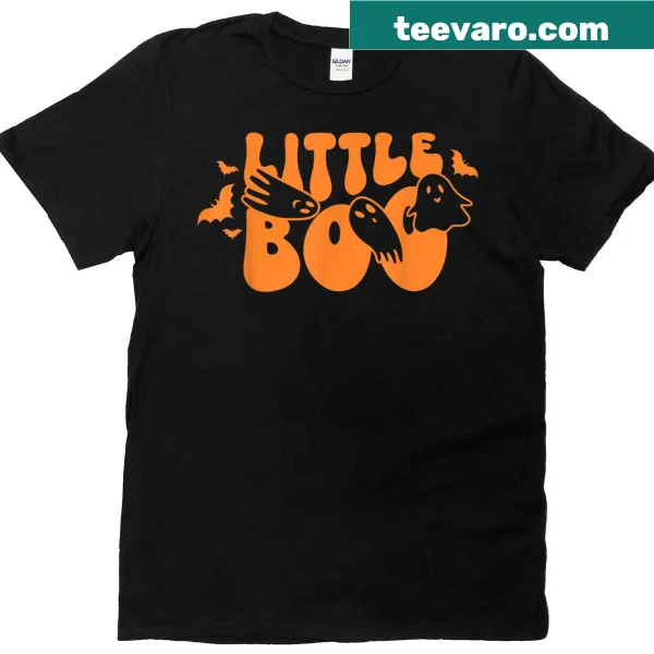 Cute Halloween tee with a friendly ghost and the text 'Little Boo'