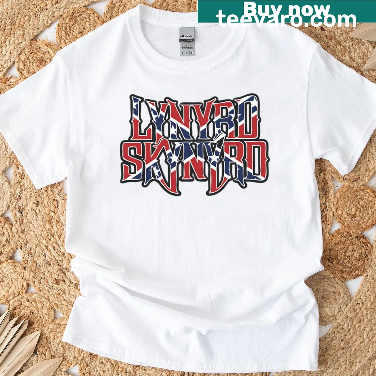 Lynyrd Skynyrd flag design on a t-shirt — on a men's t-shirt