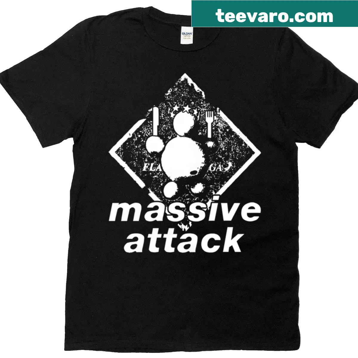 T-shirt honoring the band Massive Attack — on a men's t-shirt