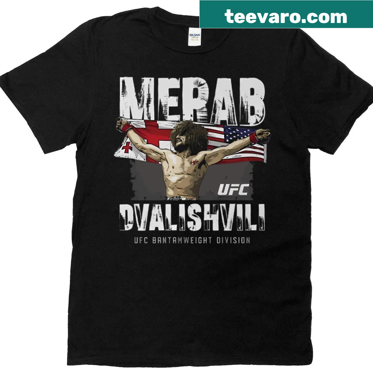Merab Dvalishvili Flag graphic T-shirt — on a men's t-shirt