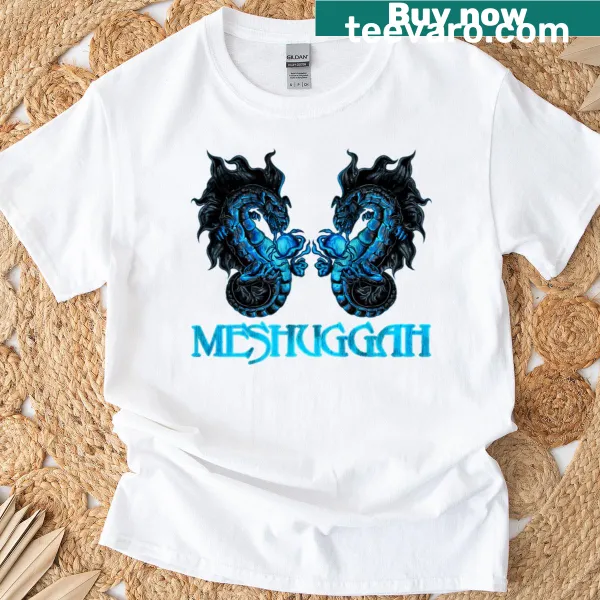 Vintage-style t-shirt featuring Meshuggah logo for metal music fans