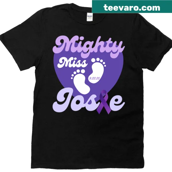 T-shirt featuring the character Mighty Miss Josie from a story.