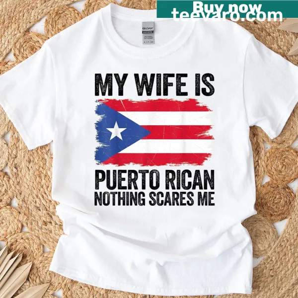 Text and Puerto Rico flag design on a T-shirt