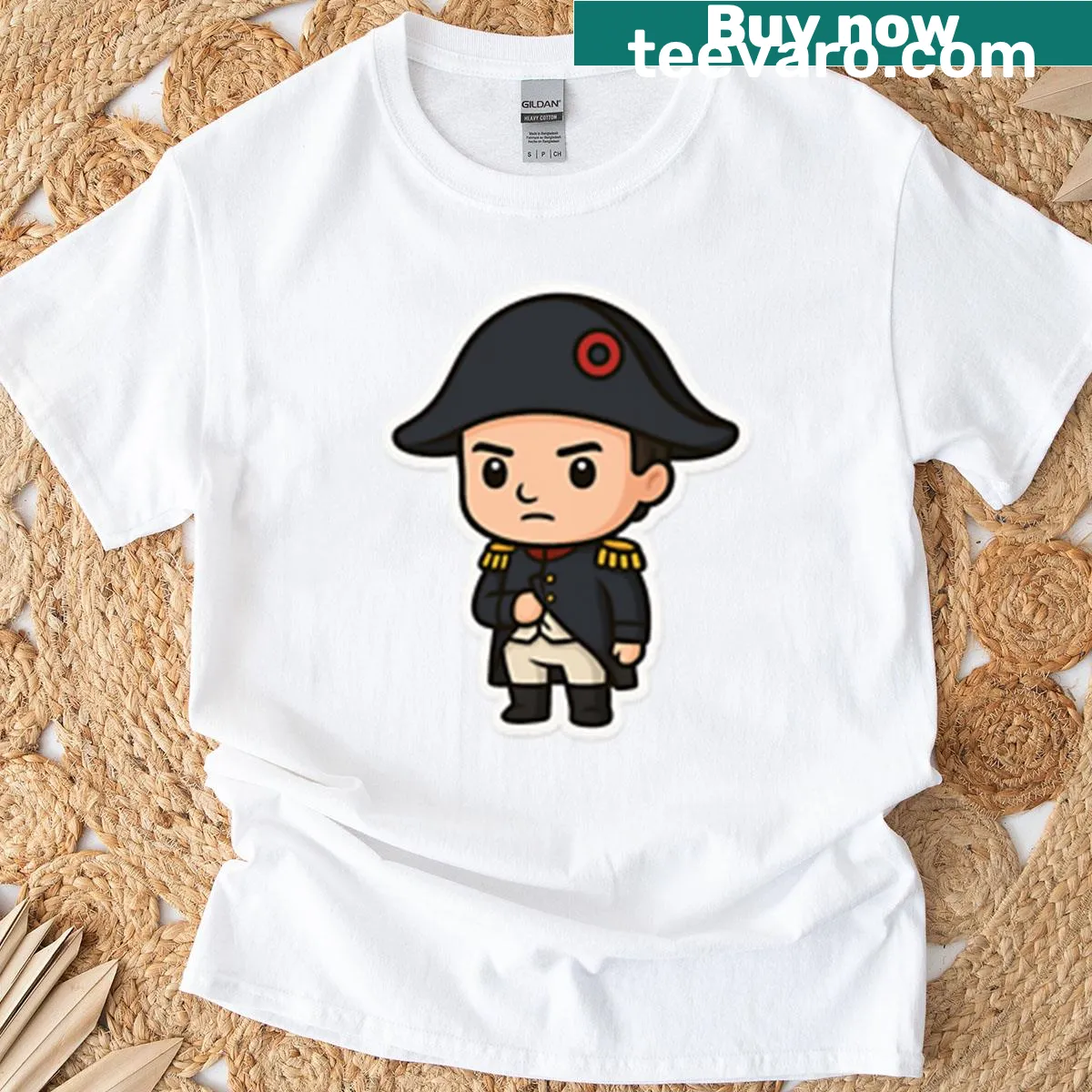 Cartoon depiction of Napoleon Bonaparte in Chibi style — on a men's t-shirt