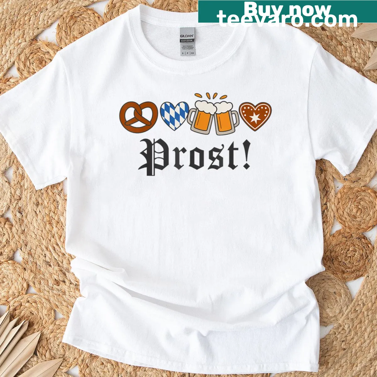Vintage Oktoberfest beer drinking T-shirt with distressed graphic — on a men's t-shirt