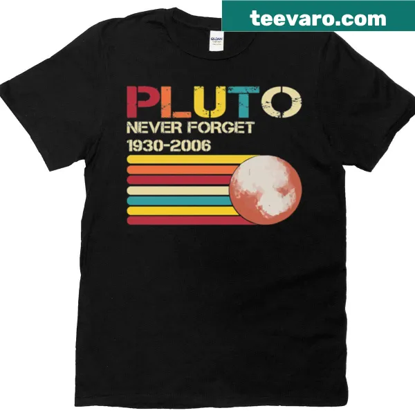 Retro T-shirt with 'Pluto Never Forget 1930-2006' design
