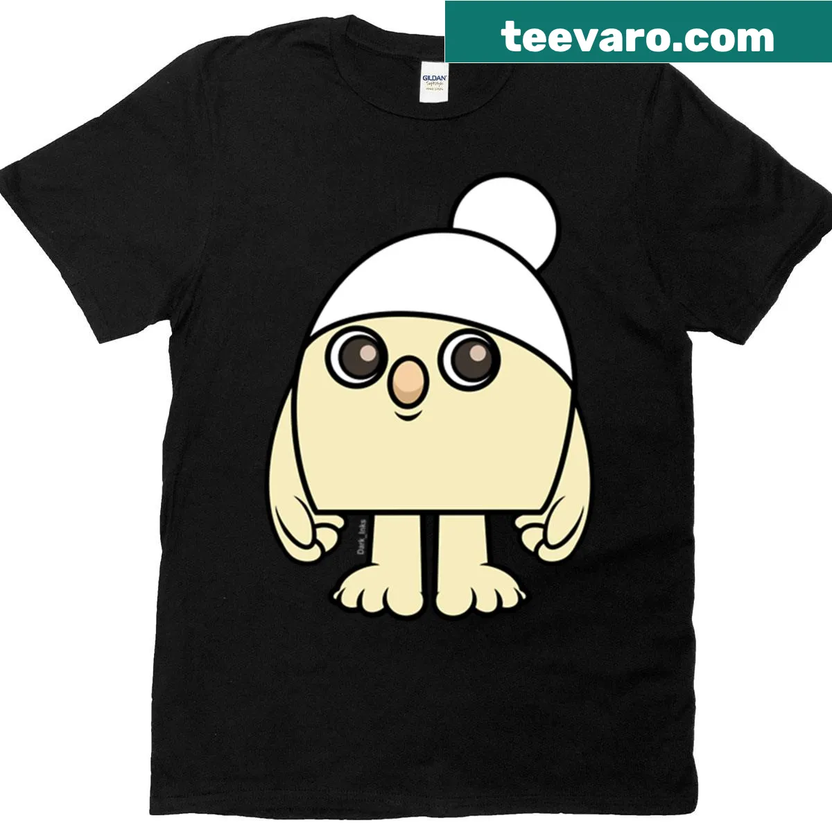 Whimsical cartoon graphic of Pootle Flump on a t-shirt — on a men's t-shirt