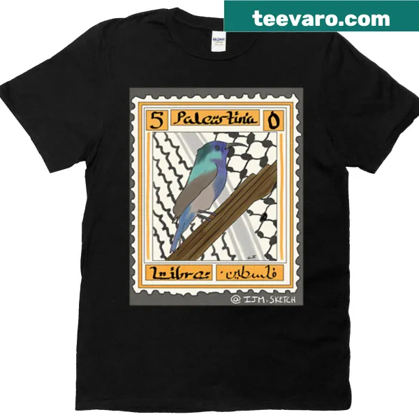 Vintage-style T-shirt with postage stamp design and number 4