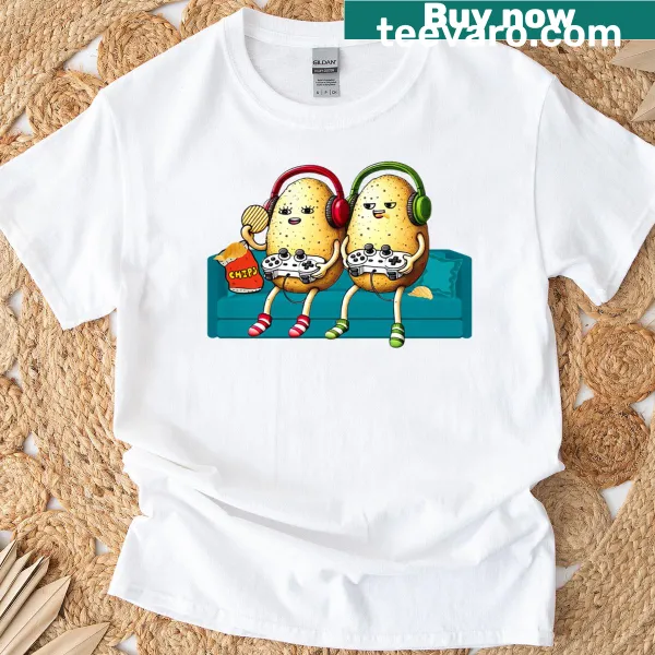 Cartoon potato gaming and snack T-shirt