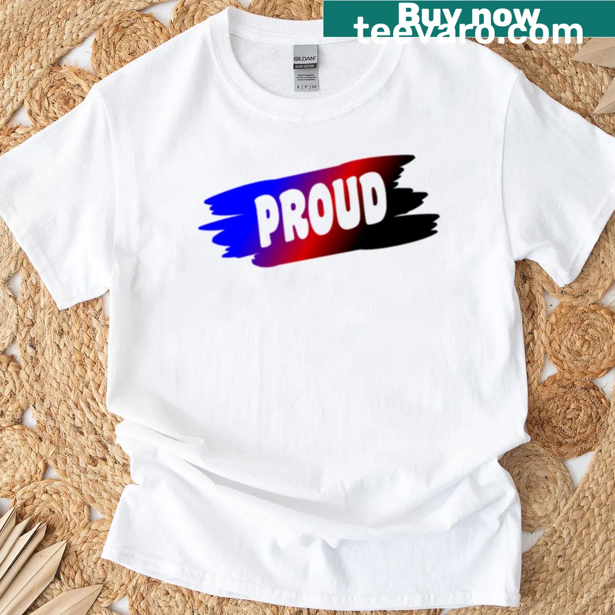Pride flag polyamory graphic on T-shirt — on a men's t-shirt