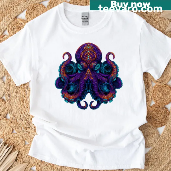 Psychedelic octopus illustration T-shirt